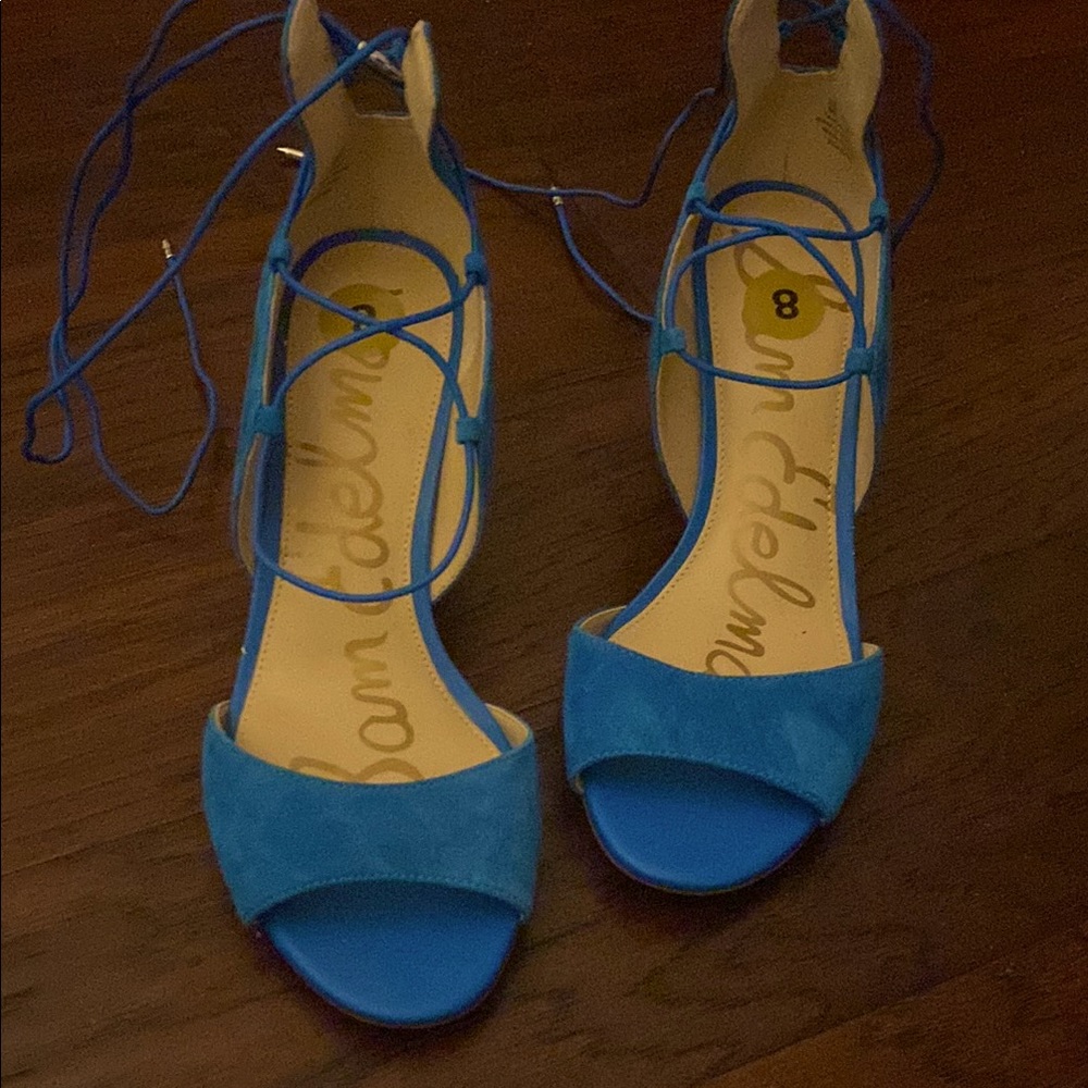 Sam Edelman Turquoise Strappy Sandals; size 8, can lace as you prefer